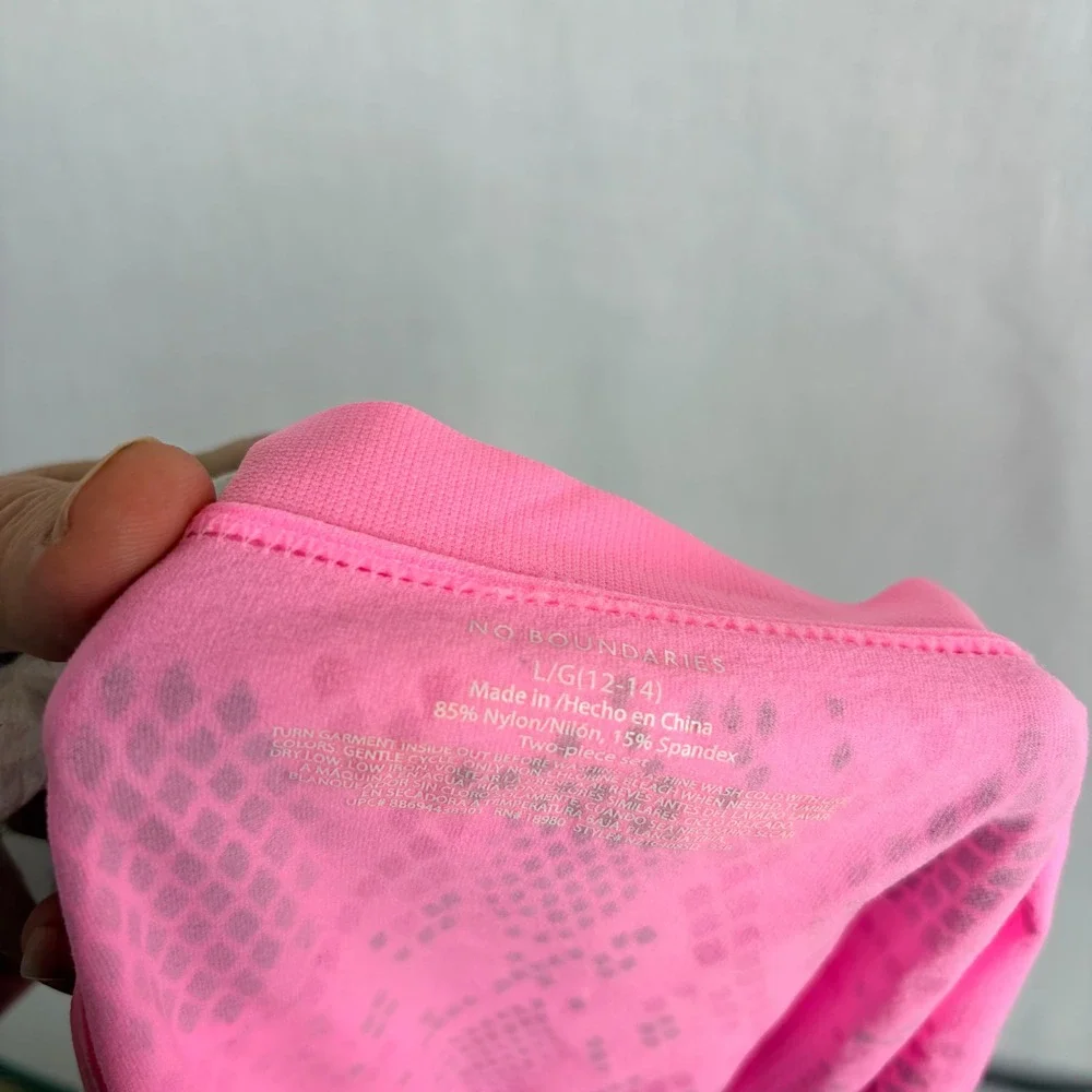 No‎ Boundaries Pink Snakeskin Activewear Tank Top and Boy Short Set Large 12-14